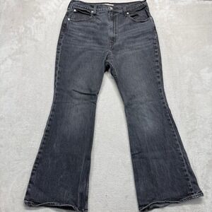 Levis Jeans Women's 32 Premium 70s High Rise Flare Washed Black High Rise Denim